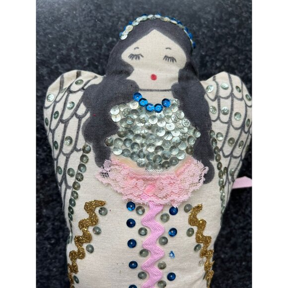 Vtg 1970's Detroit Artist Mary Ewald Pen & Ink Art Christmas Ornament Angel Sign - Picture 3 of 10